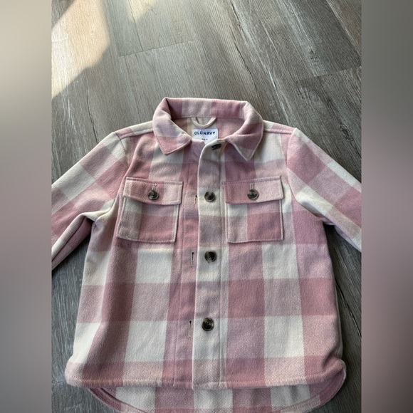 Old Navy Pink White Plaid Flannel Shacket Jacket Comfy Warm Size S 6 7 - Picture 3 of 8